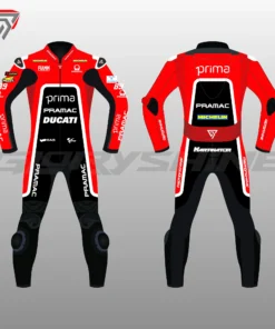 Jorge Martin Leather Motorbike Suit Ducati Prima GP75 MotoGP British 2024