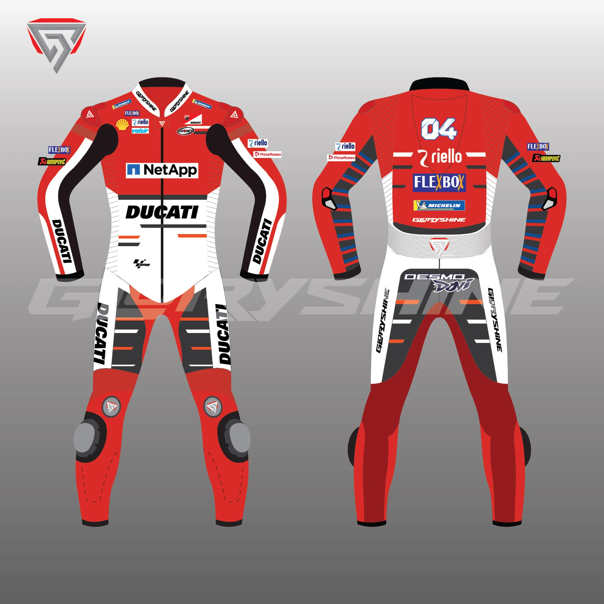 Andrea Dovizioso Leather Suit Flexbox Team Ducati MotoGP 2018 Andrea Dovizioso Leather Suit Flexbox Team Ducati MotoGP 2018