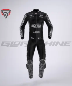 Aleix Espargaro Black Biker Suit Aprilia Winter Test Suit 2022