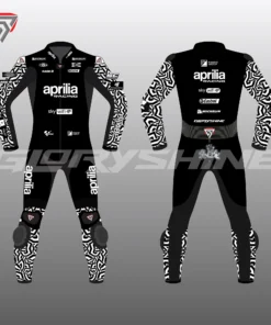 Aleix Espargaro Black Biker Suit Aprilia Winter Test Suit 2022